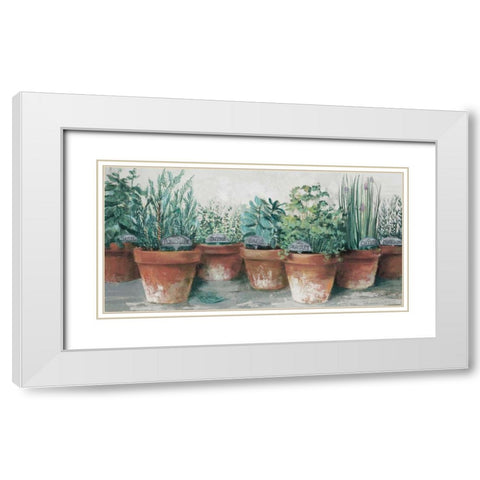Pots of Herbs II Cottage White Modern Wood Framed Art Print with Double Matting by Rowan, Carol