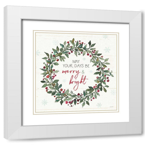 Holiday on the Farm IX Merry and Bright White Modern Wood Framed Art Print with Double Matting by Tavoletti, Anne
