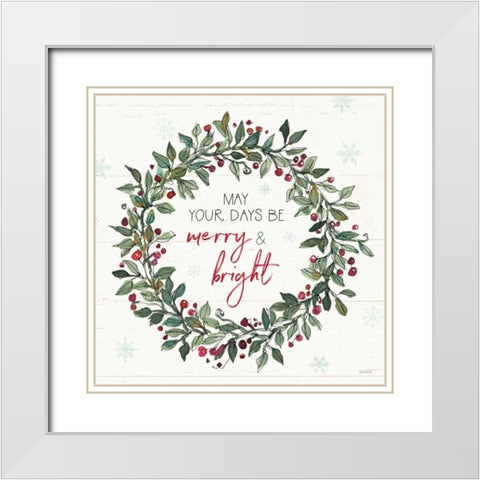 Holiday on the Farm IX Merry and Bright White Modern Wood Framed Art Print with Double Matting by Tavoletti, Anne