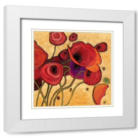 Poppies Wildly II White Modern Wood Framed Art Print with Double Matting by Novak, Shirley