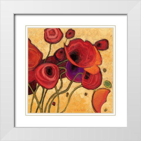 Poppies Wildly II White Modern Wood Framed Art Print with Double Matting by Novak, Shirley