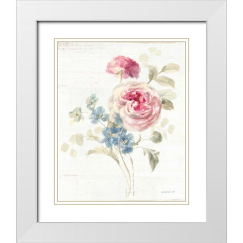 Cottage Garden II White Modern Wood Framed Art Print with Double Matting by Nai, Danhui