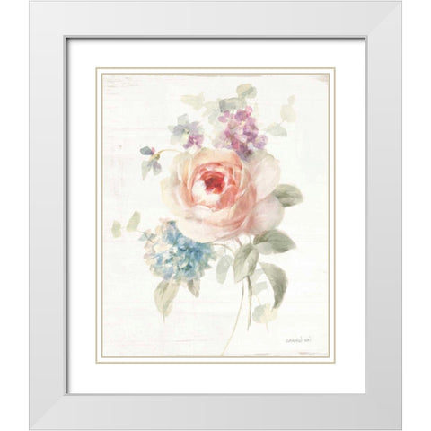 Cottage Garden III White Modern Wood Framed Art Print with Double Matting by Nai, Danhui