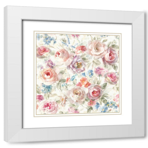 Cottage Garden Pattern I White Modern Wood Framed Art Print with Double Matting by Nai, Danhui