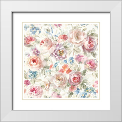 Cottage Garden Pattern I White Modern Wood Framed Art Print with Double Matting by Nai, Danhui