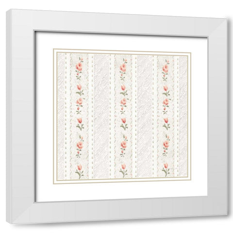 Cottage Garden Pattern IV White Modern Wood Framed Art Print with Double Matting by Nai, Danhui