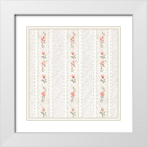 Cottage Garden Pattern IV White Modern Wood Framed Art Print with Double Matting by Nai, Danhui