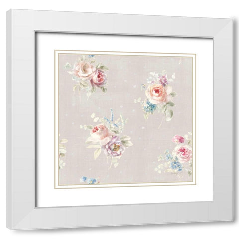 Cottage Garden Pattern VIIIB White Modern Wood Framed Art Print with Double Matting by Nai, Danhui