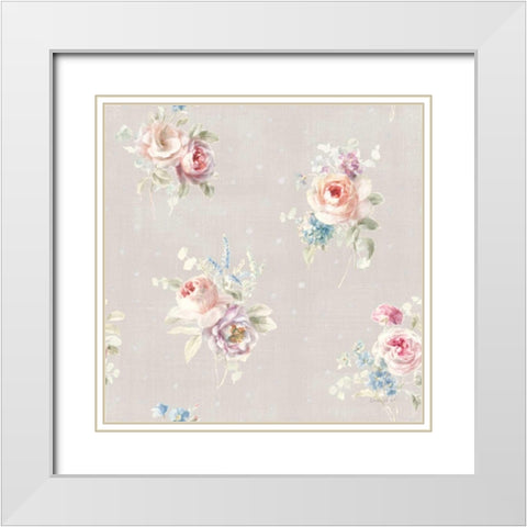 Cottage Garden Pattern VIIIB White Modern Wood Framed Art Print with Double Matting by Nai, Danhui