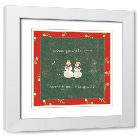 Christmas Cuties IV Dark Green White Modern Wood Framed Art Print with Double Matting by Pela Studio