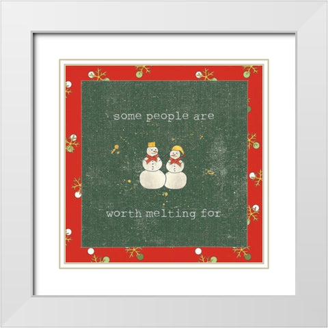 Christmas Cuties IV Dark Green White Modern Wood Framed Art Print with Double Matting by Pela Studio