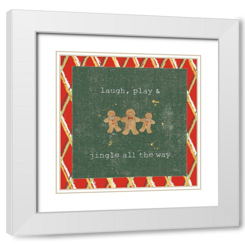 Christmas Cuties VI Dark Green White Modern Wood Framed Art Print with Double Matting by Pela Studio