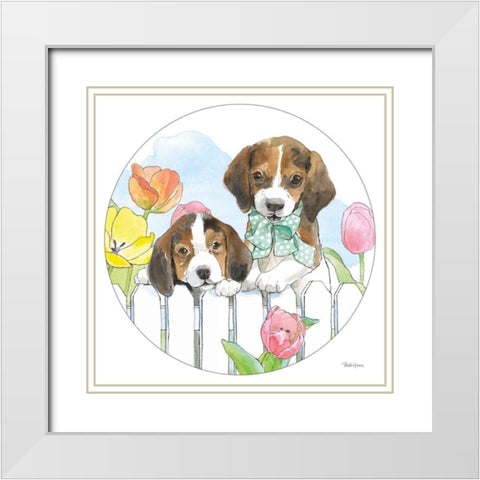 Easter Pups IX White Modern Wood Framed Art Print with Double Matting by Grove, Beth