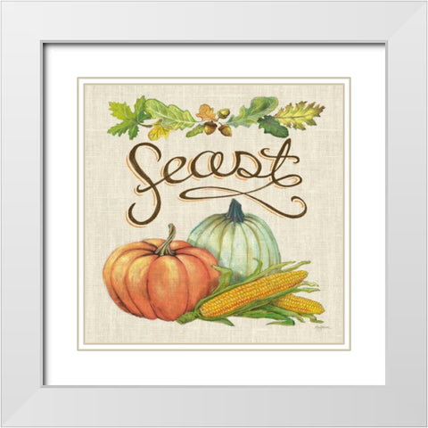 Autumn Harvest II Linen White Modern Wood Framed Art Print with Double Matting by Urban, Mary