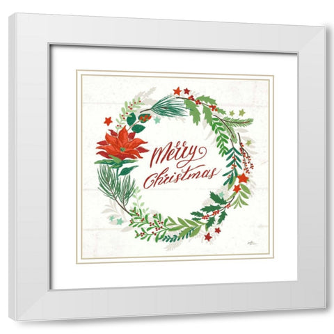 Holiday Joy I Merry Christmas White Modern Wood Framed Art Print with Double Matting by Penner, Janelle
