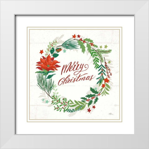 Holiday Joy I Merry Christmas White Modern Wood Framed Art Print with Double Matting by Penner, Janelle