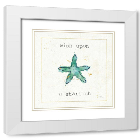 Sea Treasures III Wish White Modern Wood Framed Art Print with Double Matting by Pela Studio