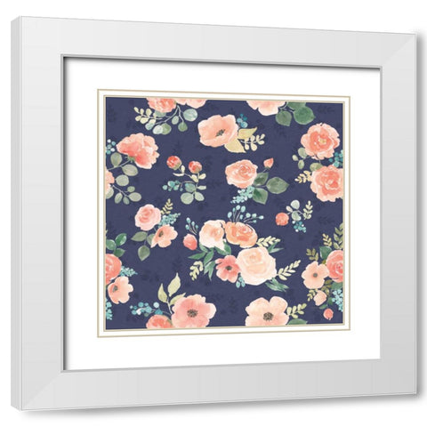 Blooming Delight Pattern IB White Modern Wood Framed Art Print with Double Matting by Jackson, Jenaya