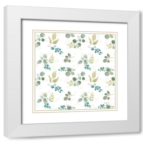 Blooming Delight Pattern IIIA White Modern Wood Framed Art Print with Double Matting by Jackson, Jenaya