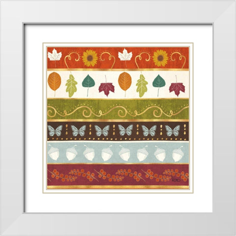Autumn Otomi Pattern VII White Modern Wood Framed Art Print with Double Matting by Charron, Veronique
