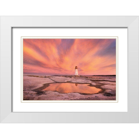 Peggys Cove Nova Scotia White Modern Wood Framed Art Print with Double Matting by Majchrowicz, Alan