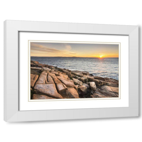 Acadia Sunrise White Modern Wood Framed Art Print with Double Matting by Majchrowicz, Alan
