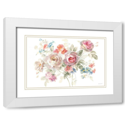 Cottage Garden I on White White Modern Wood Framed Art Print with Double Matting by Nai, Danhui