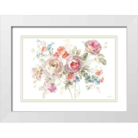 Cottage Garden I on White White Modern Wood Framed Art Print with Double Matting by Nai, Danhui