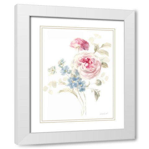 Cottage Garden II on White White Modern Wood Framed Art Print with Double Matting by Nai, Danhui