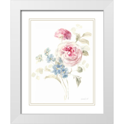 Cottage Garden II on White White Modern Wood Framed Art Print with Double Matting by Nai, Danhui
