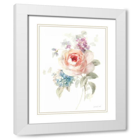 Cottage Garden III on White White Modern Wood Framed Art Print with Double Matting by Nai, Danhui