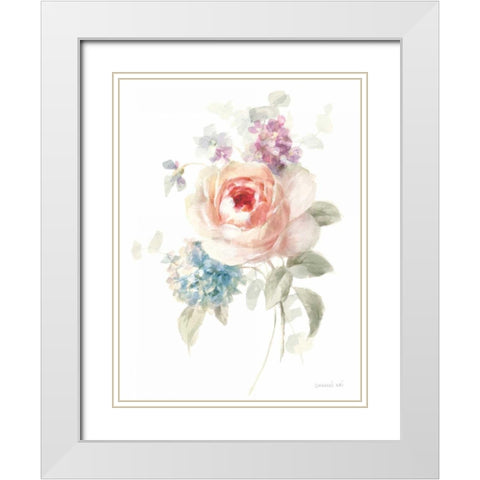 Cottage Garden III on White White Modern Wood Framed Art Print with Double Matting by Nai, Danhui