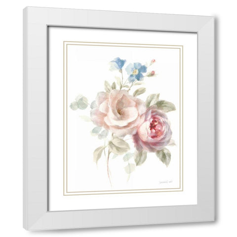 Cottage Garden IV on White White Modern Wood Framed Art Print with Double Matting by Nai, Danhui