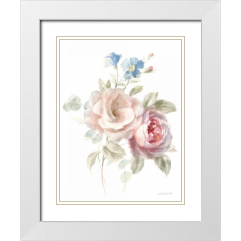 Cottage Garden IV on White White Modern Wood Framed Art Print with Double Matting by Nai, Danhui