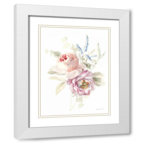 Cottage Garden V on White White Modern Wood Framed Art Print with Double Matting by Nai, Danhui