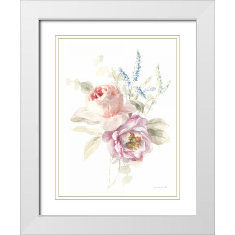 Cottage Garden V on White White Modern Wood Framed Art Print with Double Matting by Nai, Danhui