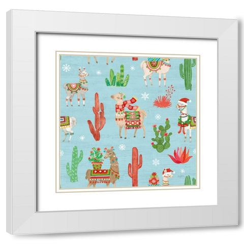 Lovely Llamas Christmas Step 06A White Modern Wood Framed Art Print with Double Matting by Urban, Mary