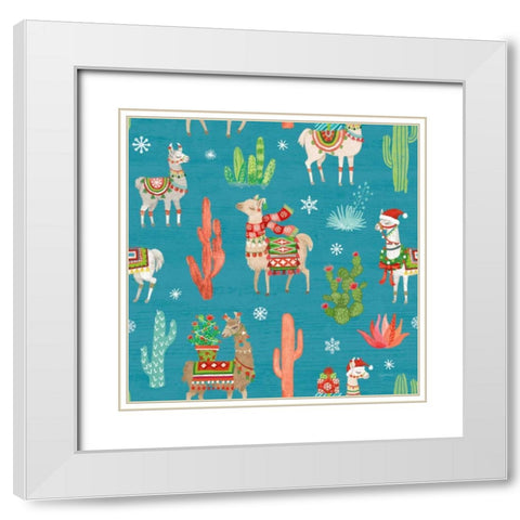 Lovely Llamas Christmas Step 06B White Modern Wood Framed Art Print with Double Matting by Urban, Mary