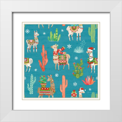 Lovely Llamas Christmas Step 06B White Modern Wood Framed Art Print with Double Matting by Urban, Mary
