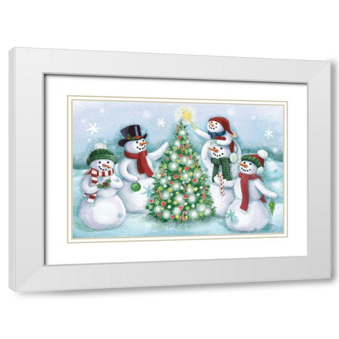 Classic Snowmen IV Dark White Modern Wood Framed Art Print with Double Matting by Urban, Mary