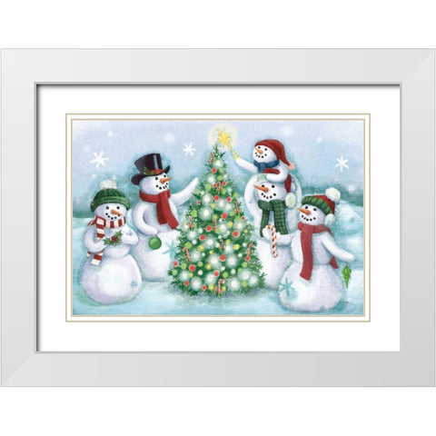 Classic Snowmen IV Dark White Modern Wood Framed Art Print with Double Matting by Urban, Mary