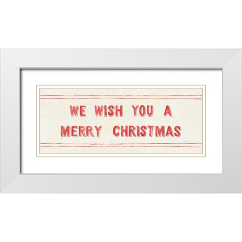 Floursack Holiday Bright Mery Christmas White Modern Wood Framed Art Print with Double Matting by Nai, Danhui