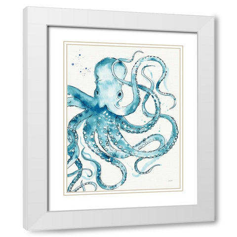 Deep Sea VIII v2 Teal White Modern Wood Framed Art Print with Double Matting by Tavoletti, Anne