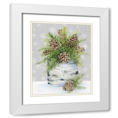 Birch Vase II on Gray Crop White Modern Wood Framed Art Print with Double Matting by McKenna, Kathleen Parr
