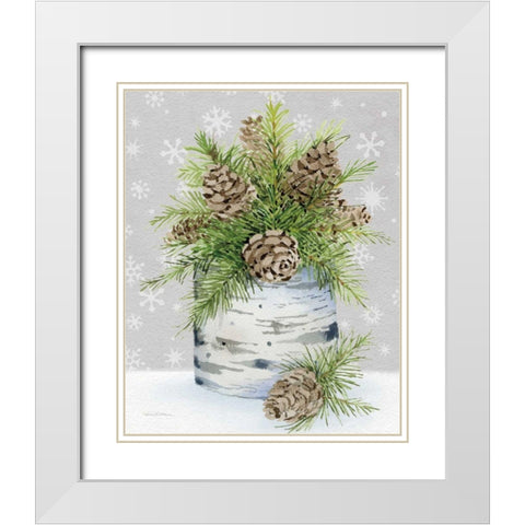 Birch Vase II on Gray Crop White Modern Wood Framed Art Print with Double Matting by McKenna, Kathleen Parr