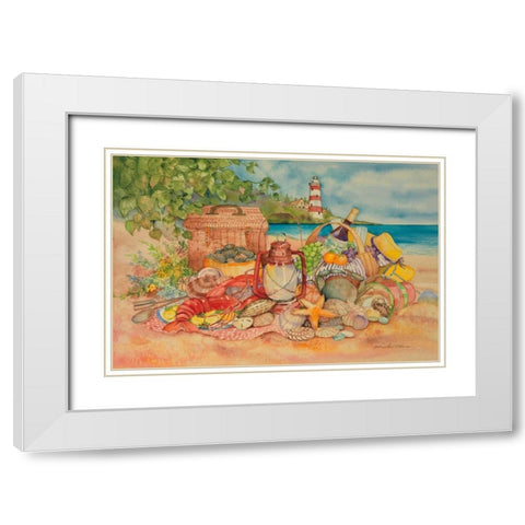 Bayside Picnic White Modern Wood Framed Art Print with Double Matting by McKenna, Kathleen Parr