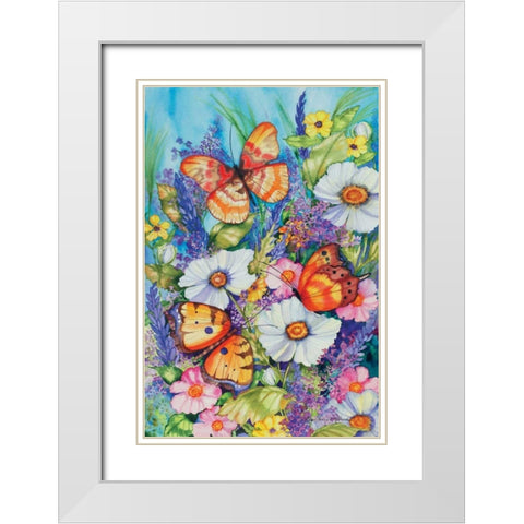 Butterfly Garden White Modern Wood Framed Art Print with Double Matting by McKenna, Kathleen Parr