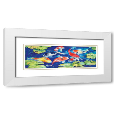 Koi White Modern Wood Framed Art Print with Double Matting by McKenna, Kathleen Parr