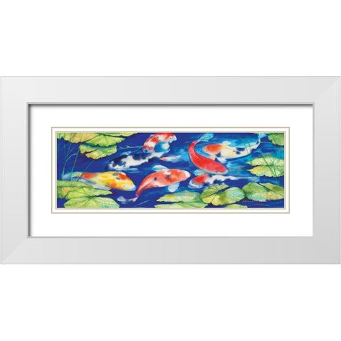 Koi White Modern Wood Framed Art Print with Double Matting by McKenna, Kathleen Parr
