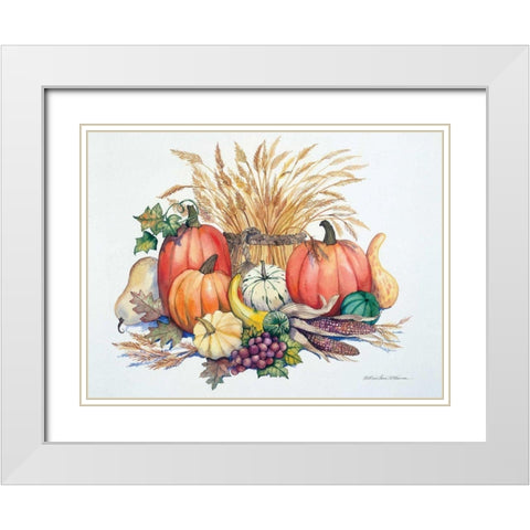 Pumpkin Harvest White Modern Wood Framed Art Print with Double Matting by McKenna, Kathleen Parr